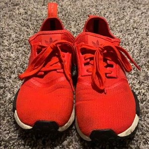adidas nmd. red, white, and black